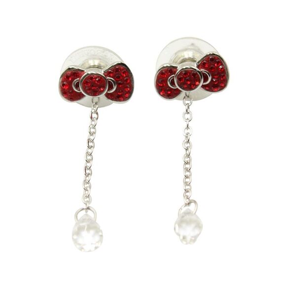 Swarovski Hello Kitty Bow Drop Earrings in Silver Metal